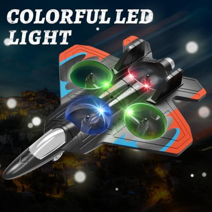 4DRC V32 Foam RC Airplane Drone with 3 Batteries, 60 Mins Long Flight RC Plane Helicopter Fighter Jet for Kids Adults 8-16, 360° Flip Stunt RC Airplane Helicopter, Toy Gift for Boys Beginners - color: Orange-3 Batteries