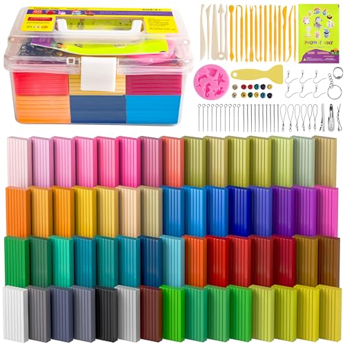 Cyajm 60 Colors Oven Bake Clay Kit, Individually Wrapped - color: 60 Colors