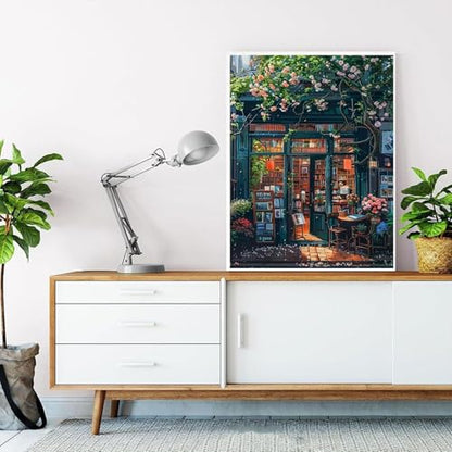 HITO Bookstore Paint by Numbers Kit for Adults 16x20 Inch Frameless - color: Bookstore