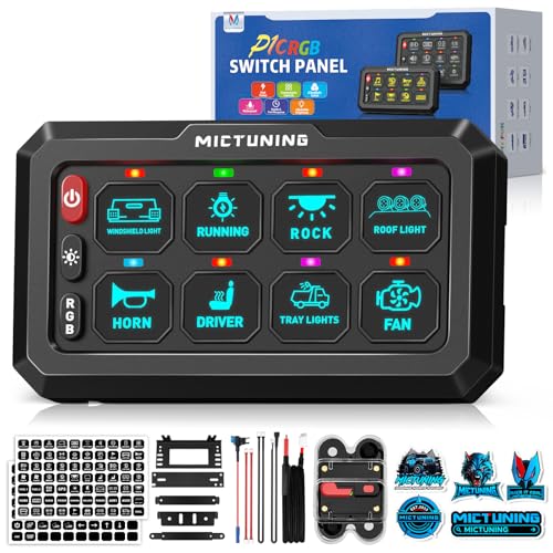 MICTUNING P1C+ RGB 8 Gang Switch Panel, IP67 Waterproof - color: Wired, size: 8 Gang