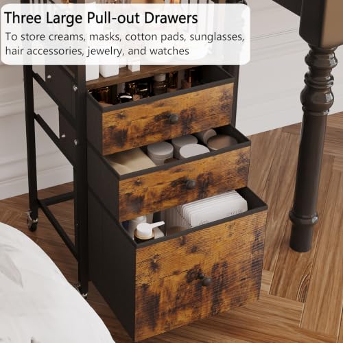 Makeup Organizer Cart with Drawers Make up Organizers for Vanity - color: Black