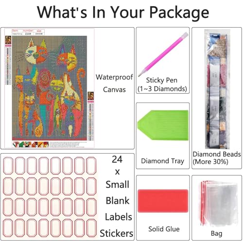 Shouruihua Square Diamond Art Kits, Cat Diamond Painting Kits for Adults - color: Animal (Funny Cat)