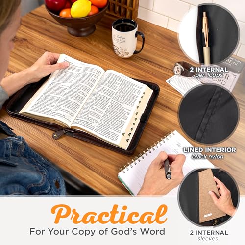 Christian Art Gifts Faux Leather Inspirational Bible Cover for Men: Man of God Encouraging Bible Verse, Heat-Debossed, Sturdy Pen Loops, Pockets, Easy Carry, Brown & Gold, XL - size: Extra Large