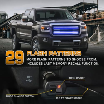 XRIDONSEN 2PCS 30 inch Blue Grill Emergency Lights Strip - color: Blue