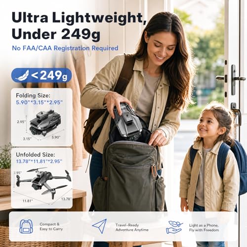 M66M Drone with 2K Camera for Adults, Foldable RC Camera Drone Gifts - color: Grey