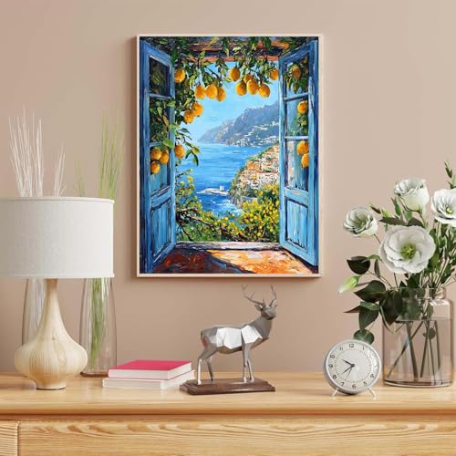 HITO Paint by Numbers Kit for Adults Seaside Scenery 16x20 Inch Frameless - color: Seaside Scenery