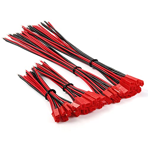 CHANZON 20Pairs Jst SYP 2.5 mm Pitch 20AWG 2Pin Plug Connector UL1007 - color: SYP2.54mm, size: 10cm & 20cm set