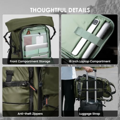 TARION Extra Large Camera Backpack 35L Expandable Rolltop XProber Green - style: X-prober (Green, 35 Liters)