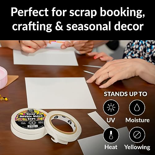 HIPPIE CRAFTER 5 Pack Clear Double Sided Tape, 1/2 Inch Wide Heavy-Duty Adhesive, Removable Mounting Tape for Posters, Carpets, Wall-Safe Use, 60 Feet Each, 300ft Total - size: 1/2 inch Wide - 5 Pack