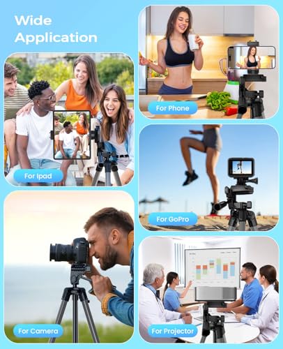 MACTREM 67" iPad Tripod Stand for Tablet Phone Camera with Remote Mount - color: Grey