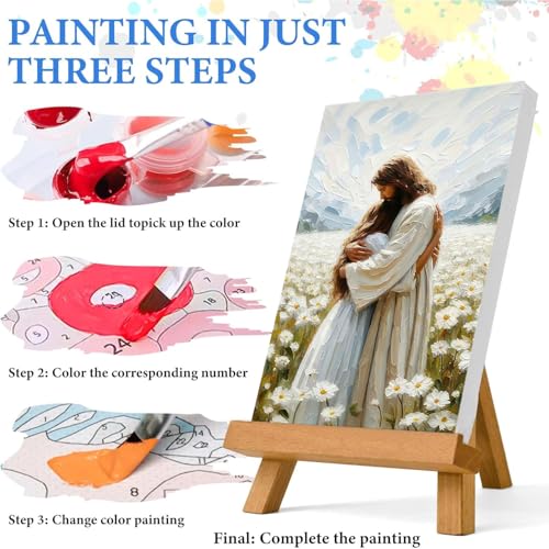Jesus Paint by Numbers Kit for Adults Framed Canvas 12X16 in, Frameworkless - color: YH02116
