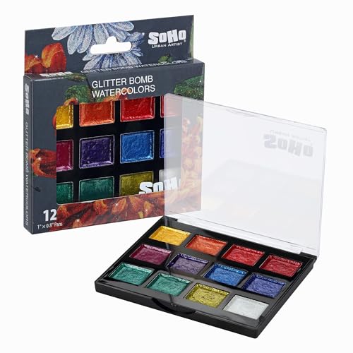 Soho Urban Artist Glitter Bomb Watercolor Paint Set w/12 Colors