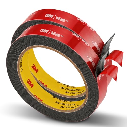 3M Double Sided Tape, Heavy Duty, 0.79" x 15.4Ft, 5925, Black, 2 Pack - size: 0.79" x 15.4Ft