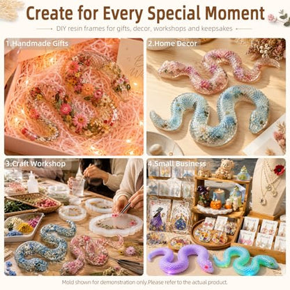 2Pcs Snake Silicone Molds Set, 3D Coiled Snake Epoxy Resin Casting Mold Set - color: 2Pcs Snake Resin Molds