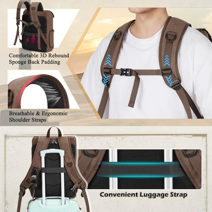 RAINSMORE Camera Backpack, DSLR SLR Mirrorless Camera Bag for Photographer - color: Coffee