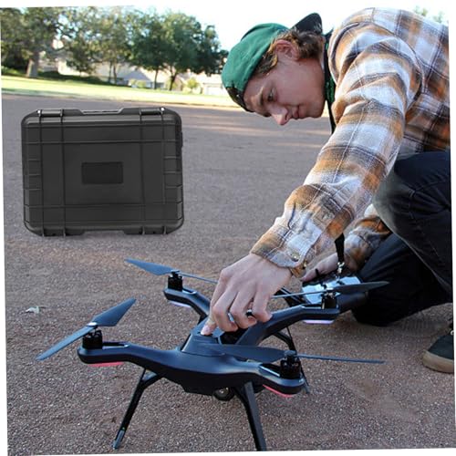 Hard Case|Hard Case, Waterproof Shockproof with EVA Sponge, Carrying Tool Storage Box with Handle, Safety Lock Hole, and Air Guide Valve for Drones, Camera, Equipments