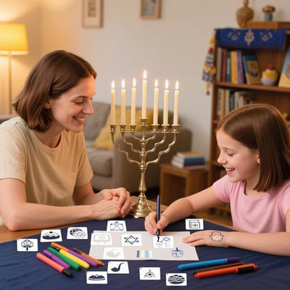 Augshy 56pcs Hanukkah Stencils for Baking Painting, Dreidel Menorah - style: Hanukkah