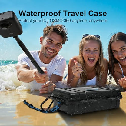 Lekufee Travel Waterproof Hard Case for DJI Osmo 360, Battery, and other Accessories(Case & Bag Only)
