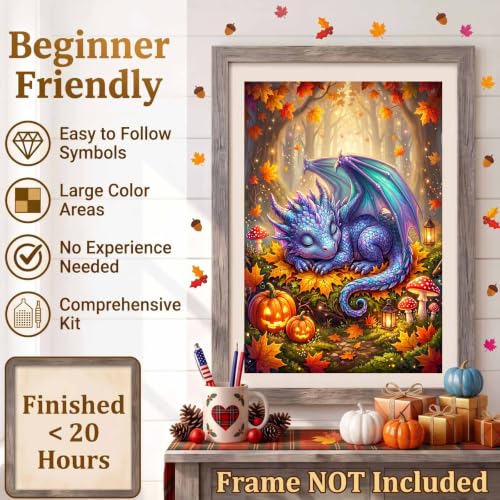 Forest Dragon Diamond Art Kits for Adults, Fall Fantasy Diamond Painting - color: HS052-1