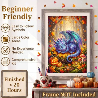 Forest Dragon Diamond Art Kits for Adults, Fall Fantasy Diamond Painting - color: HS052-1