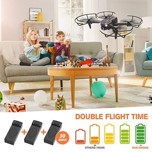 AVIALOGIC Mini Drone with Camera for Kids, Remote Control Helicopter Toys Gifts for Boys Girls, FPV RC Quadcopter with 1080P Live Video Camera, Gravity Control, 3 Batteries, Carrying Bag - color: Deep black