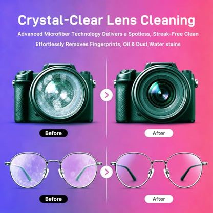10 Pack Microfiber Cleaning Cloths, Premium 110D Scratch-Free & Lint-Free Clean Cloth for Eyeglasses, Phone Screen, Camera Lens, VR/AR Headset, Car Mirror, Reusable & Washable (5 Colour, 6.9 * 5.7) - color: 5 Colour