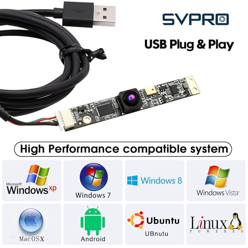 SVPRO 8MP USB Camera Module with Microphone, 102 Degree Wide Angle Laser Engraver Camera for Lightburn, Fixed Focus 4K UVC Webcam Board for Computer,Raspberry Pi
