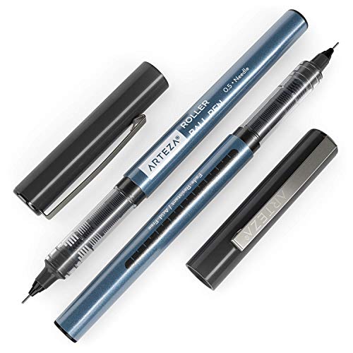 ARTEZA Rollerball Pens, 20 Pack, 0.5 mm Needle Nib, Black Liquid Ink - color: Black, style: 20 pack - 0.5 mm