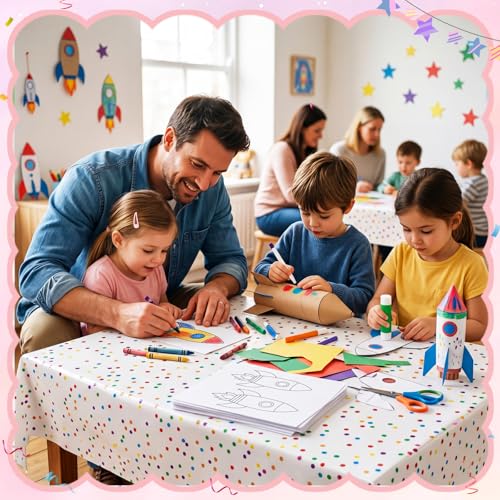 Mindsoft 3 Pcs White Mini Rainbow Polka Dot Plastic Tablecloth Party - color: White, style: Mini Rainbow Polka Dot