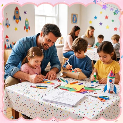Mindsoft 3 Pcs White Mini Rainbow Polka Dot Plastic Tablecloth Party - color: White, style: Mini Rainbow Polka Dot
