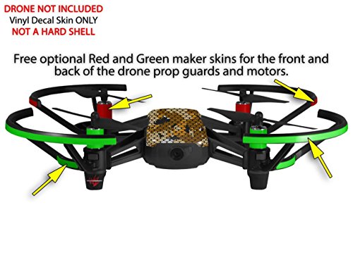 Skin Decal Wrap 2 Pack Compatible with DJI Ryze Tello HEX Mesh Camo 01 Orange Drone NOT Included