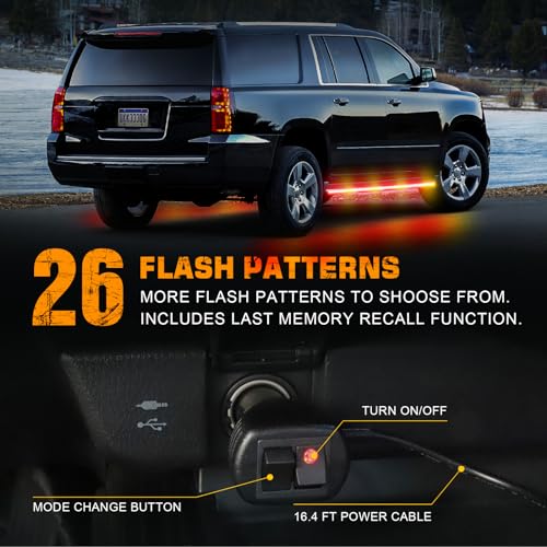 XRIDONSEN 70 inch Running Board Strobe Lights Amber Red Emergency Lights - color: Amber/Red