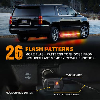 XRIDONSEN 70 inch Running Board Strobe Lights Amber Red Emergency Lights - color: Amber/Red