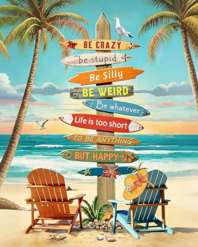 ZeeLionArt Diamond Art Kit, Beach Inspirational Quotes, 12 x 16 Inch - color: DP04499