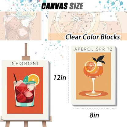 4 Pack Small Framed Paint by Numbers Kit for Adults Beginner 8x12 Inch - color: Cocktail