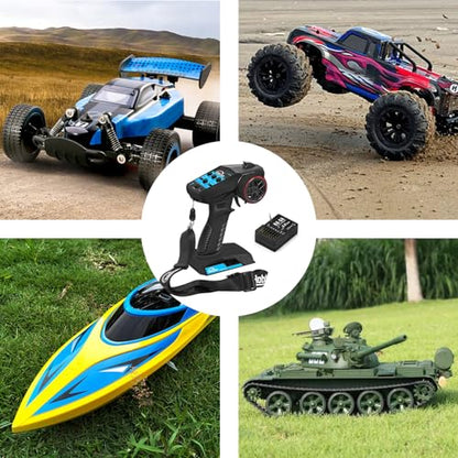 RC Remote Control 4CH 2.4G Transmitter with Receiver and Lanyard for RC Car Crawler Boat, Blue - color: Blue