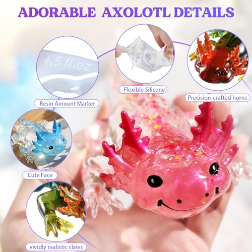 Let's Resin Large Axolotl Resin Molds Silicone, 3D Animal Silicone Molds