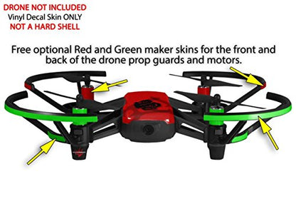 Skin Decal Wrap 2 Pack Compatible with DJI Ryze Tello Oriental Dragon Black on Red Drone NOT Included