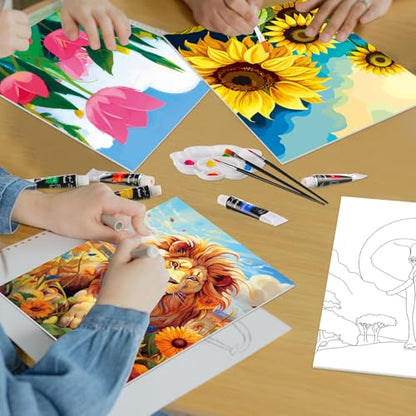 Cholemy 36 Pcs Paint and Sip Kit Gift for Adults 8''x10'',Plants Animals - style: Plants Animals