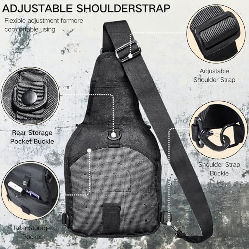 Tactical Shoulder Sling Bag Small Outdoor Chest Pack Backpack for Men Traveling, Trekking, Camping, Sling Backpack - color: Black