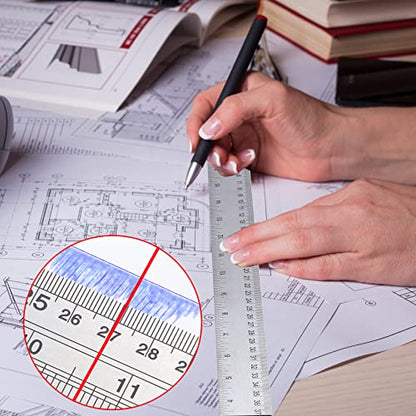 Metal Ruler with Cork Backing, 6 Inch & 12 Inch, Non-Slip Straight Edge - style: 6+12 Inch