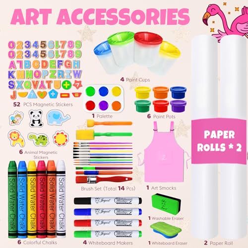 Joyooss Art Easel for Kids Easel for Toddler with Paper roll Pink - color: Pink Easel