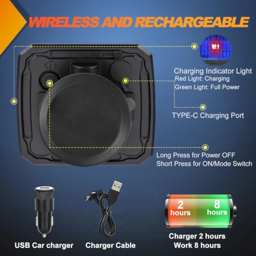 Nilight Magnetic Strobe Lights 2PCS Blue 12 LED Rechargeable Emergency - color: 12LED 18Modes Blue