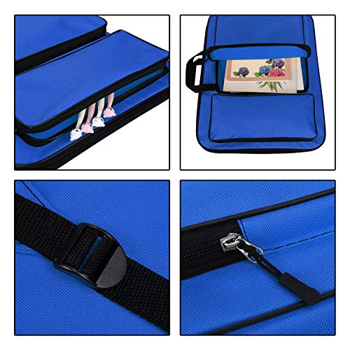 A3 Art Portfolio Carry Case Bag Drawboard Storage Portable Shoulder Tote - color: Dark Blue