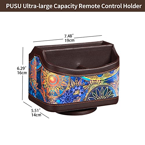 PU Leather 360° Rotatable Remote Control Holder,Nightstand TV Remote Caddy - color: Datura