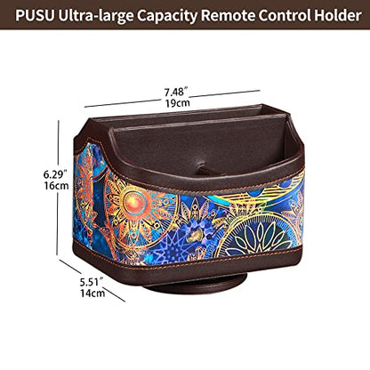 PU Leather 360° Rotatable Remote Control Holder,Nightstand TV Remote Caddy - color: Datura