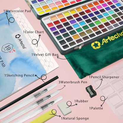 Artecho 168-Color Watercolor Paint Set with Metallics, Tin Case - style: 168 Colors