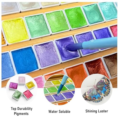 36 Shimmer Watercolor Paint Set, Metallic 2ML Shifting - color: Ethereal Hues