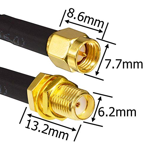 onelinkmore RG58 SMA Male to Female Extension Cable 6.5ft, 50 Ohm Copper
