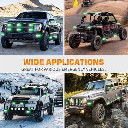 XRIDONSEN 8PCS Sync Grill Strobe Lights 32 LED Green White Emergency Lights - color: Green/White